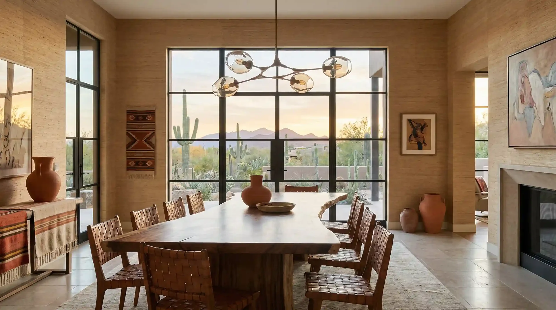 Elegant modern interior with professionally finished designer wallcovering